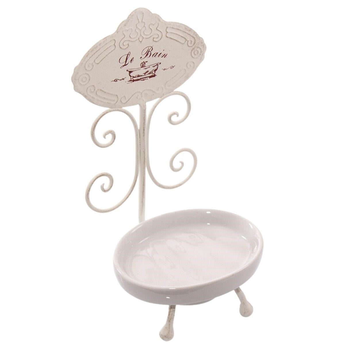 Portasapone in metallo bianco 11X11H23