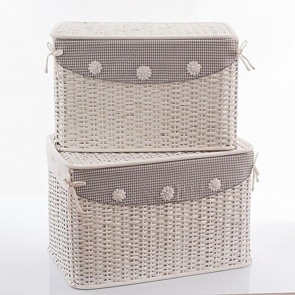 Baule portabiancheria in rattan 68x42H43 in set di 2
