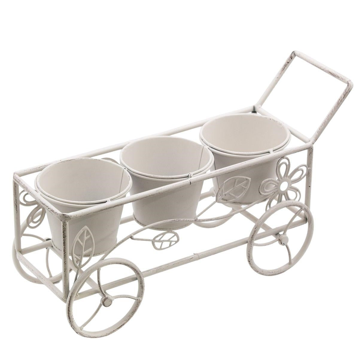 Carretto in metallo bianco 46X16H25