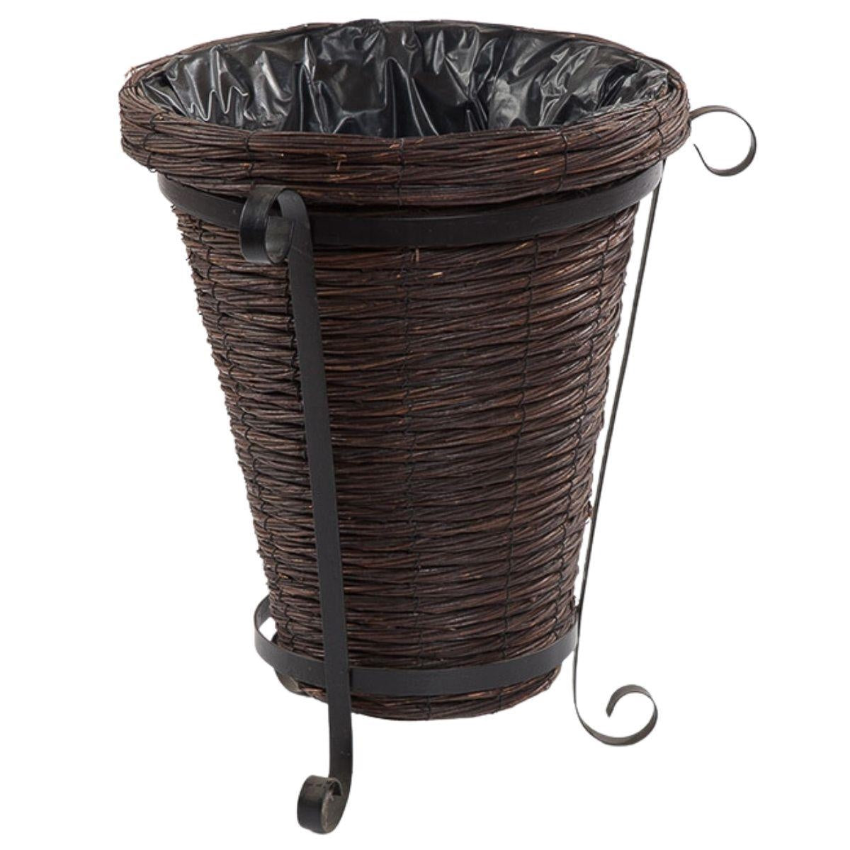 Portafiori rotondo in bambù e metallo Ø40H50