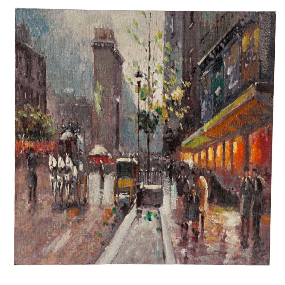 Quadro dipinto città 60X60 cm