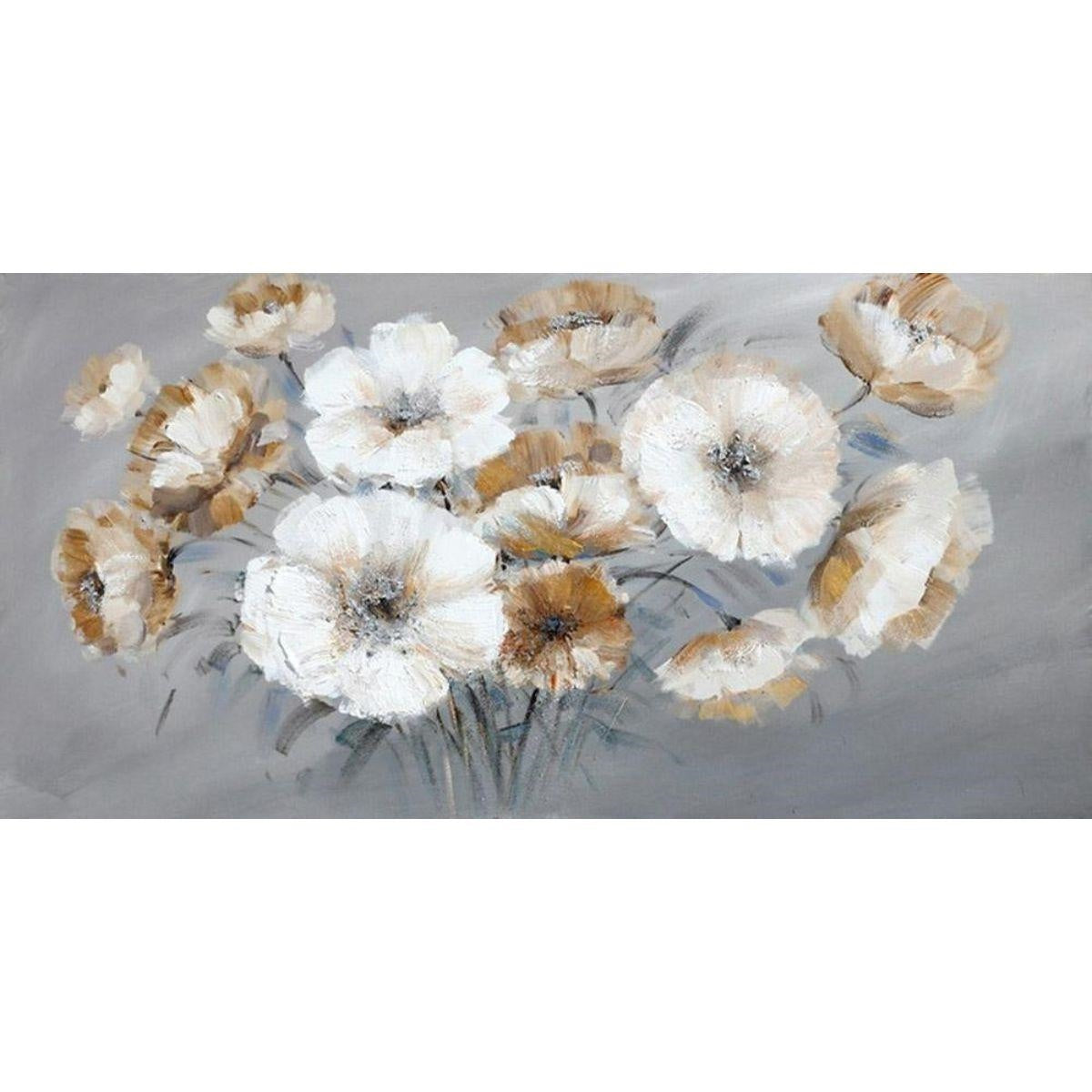 Quadro dipinto fiori bianchi 120x60