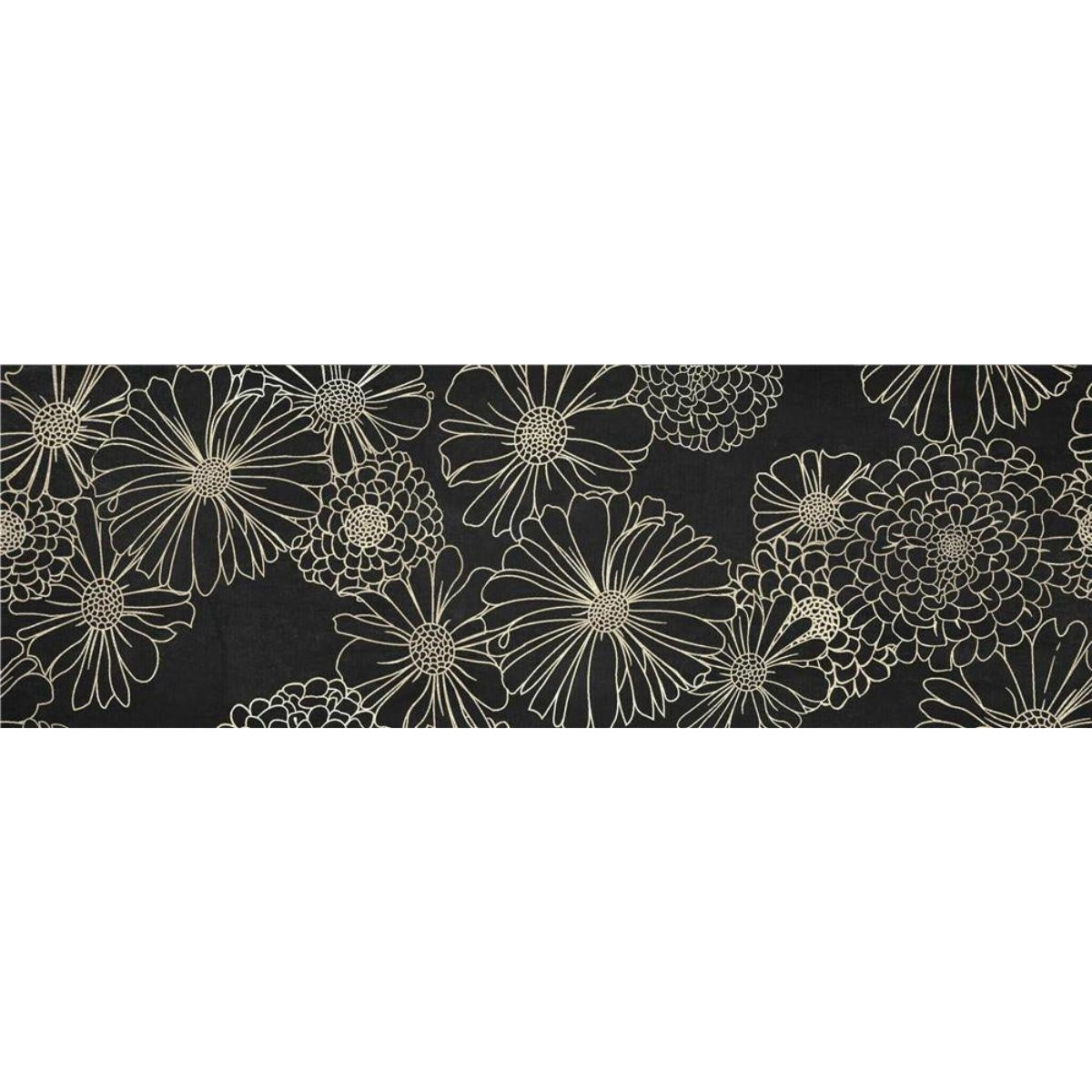 Quadro dipinto con fiori nero 40X120