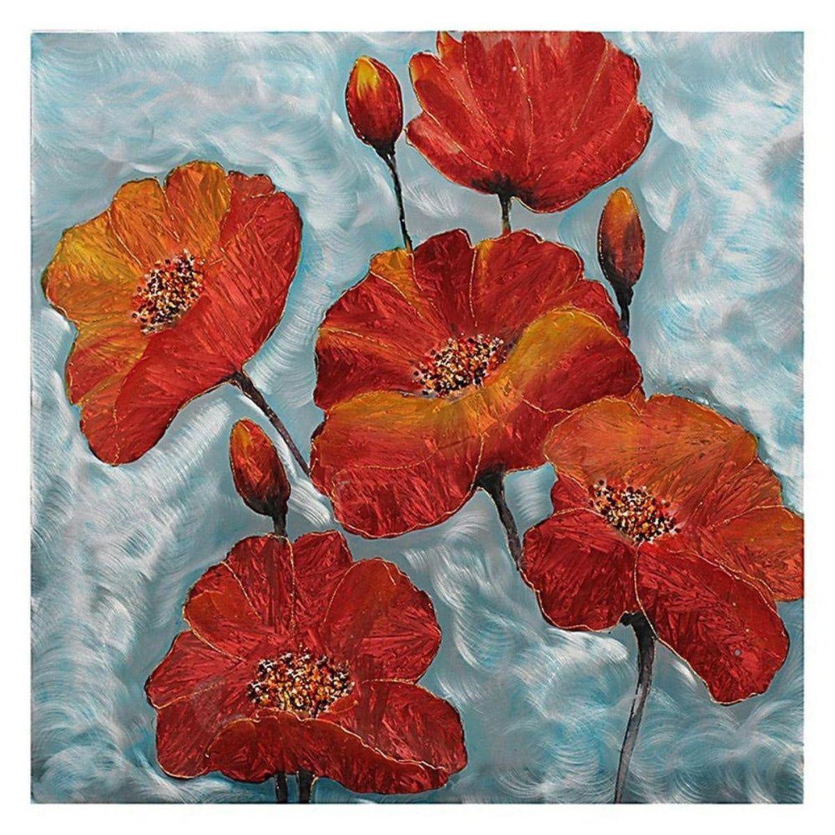 Quadro dipinto papaveri 80X80