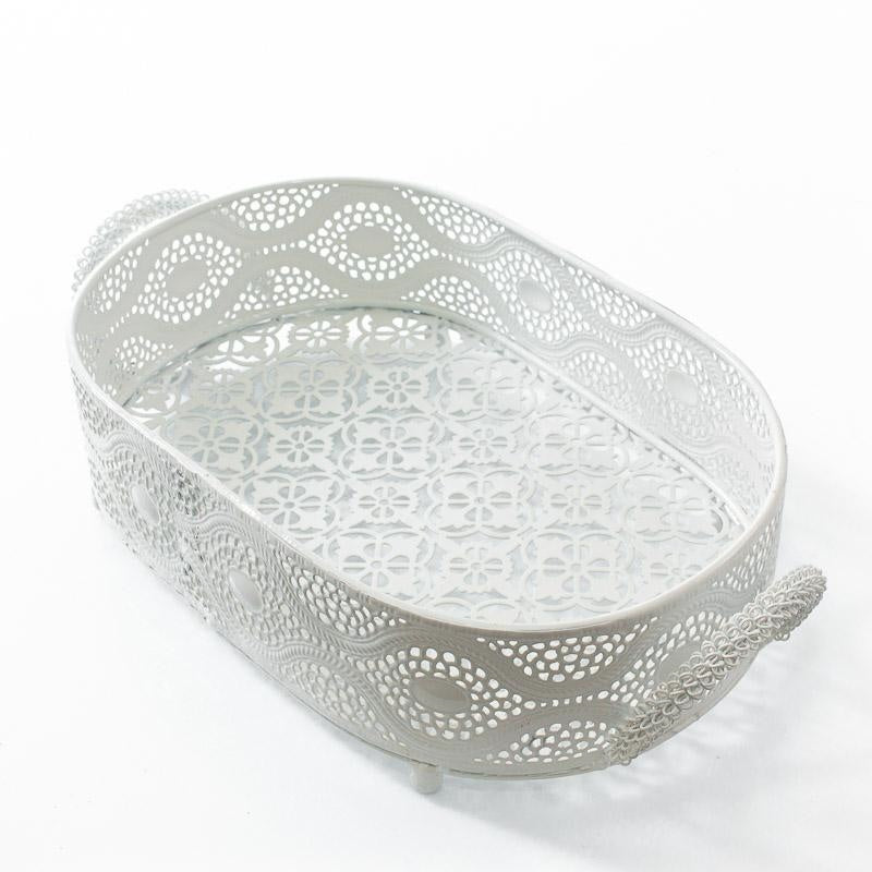 VASSOIO METALLO BIANCO OVA.30X29H9 MADE IN CHINA