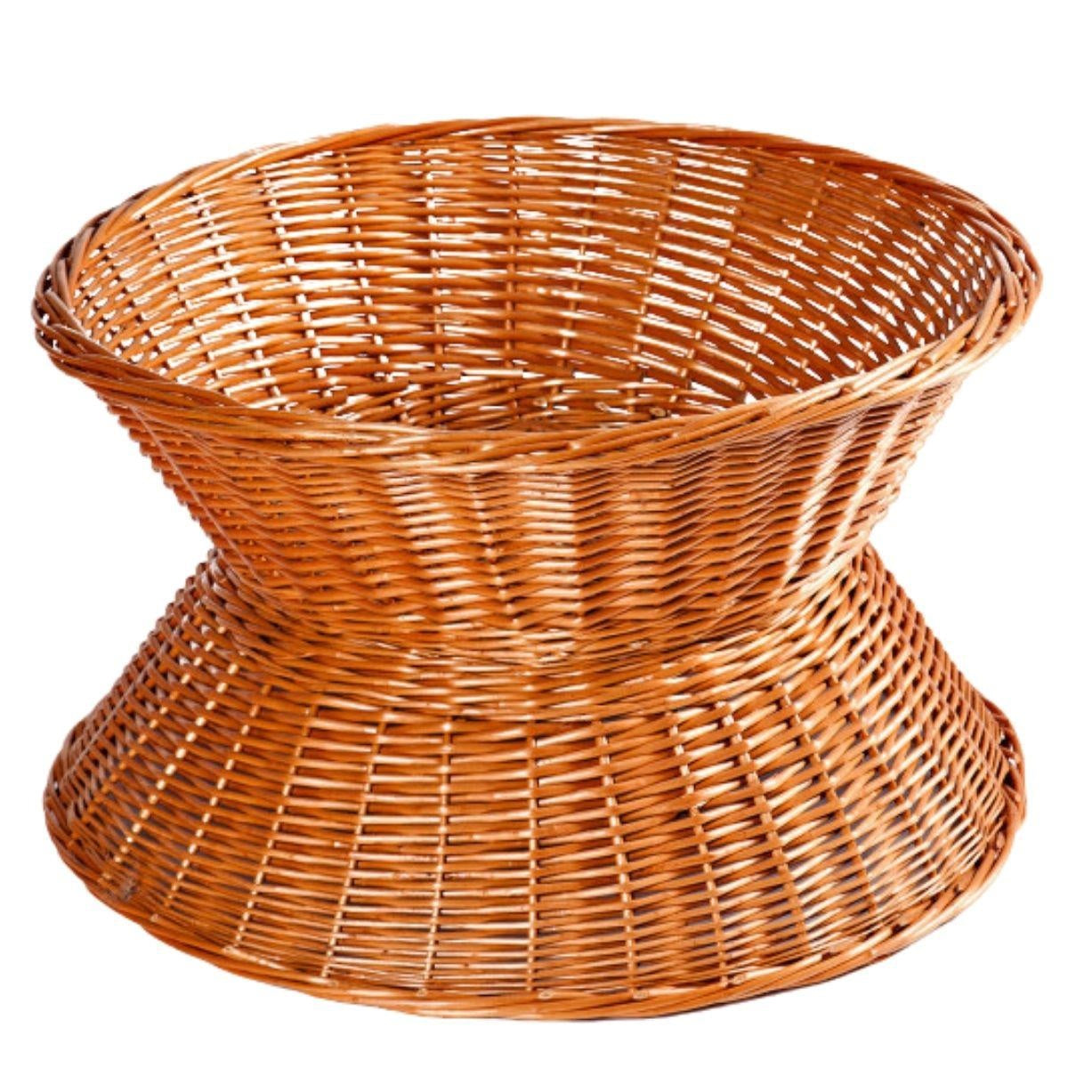 Cesto espositore a clessidra in vimini rosso Ø60H35