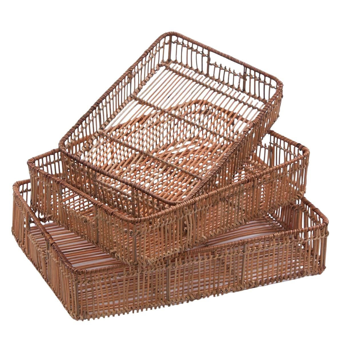 Vassoio in rattan naturale 48X35H9 in set di 3