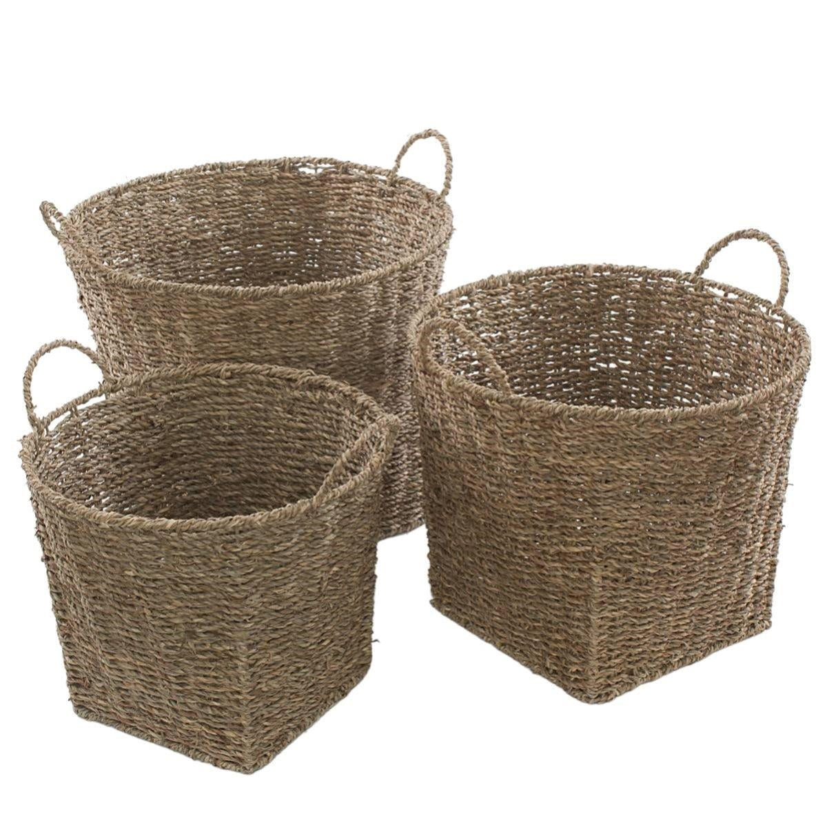 Cesto in cordoncino con manici Ø39H38 in set di 3