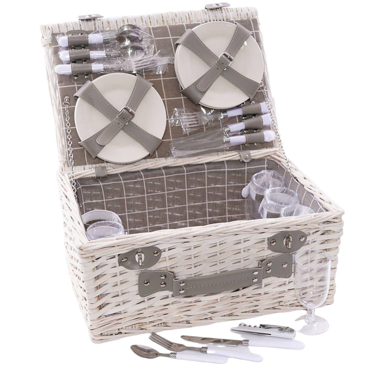 Cesto da picnic in vimini sbiancato 46X33H21