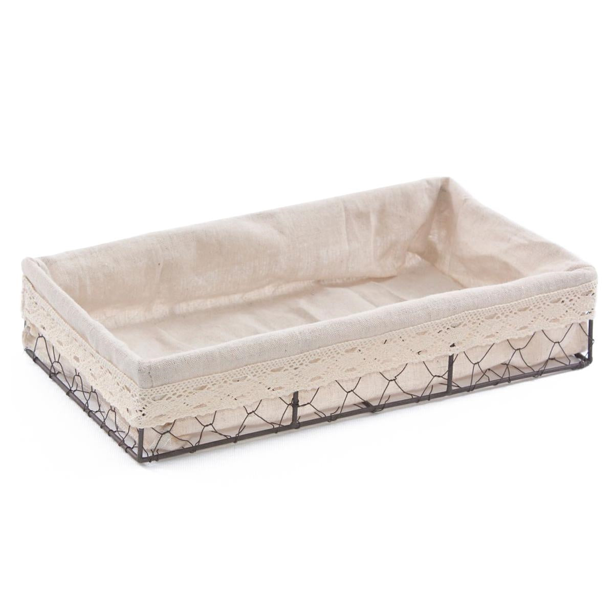 Cesto a rete in metallo con fodera 35X20H7