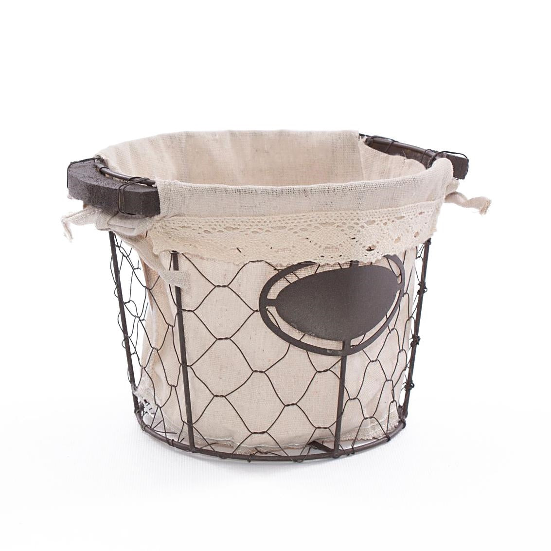 Cesto a rete in metallo con fodera Ø19H15