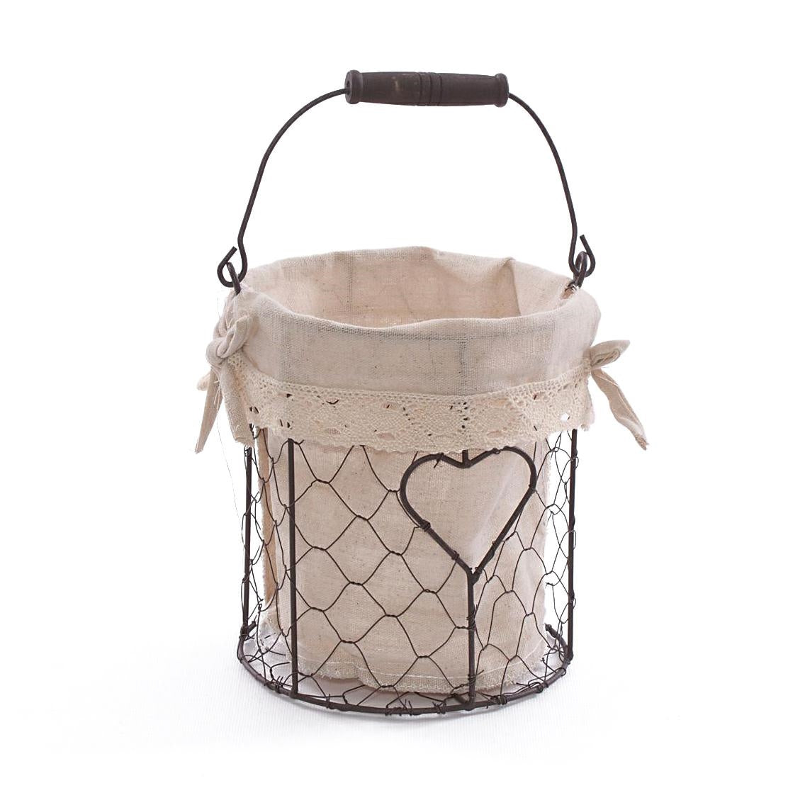 Cesto a rete in metallo con fodera Ø17H19