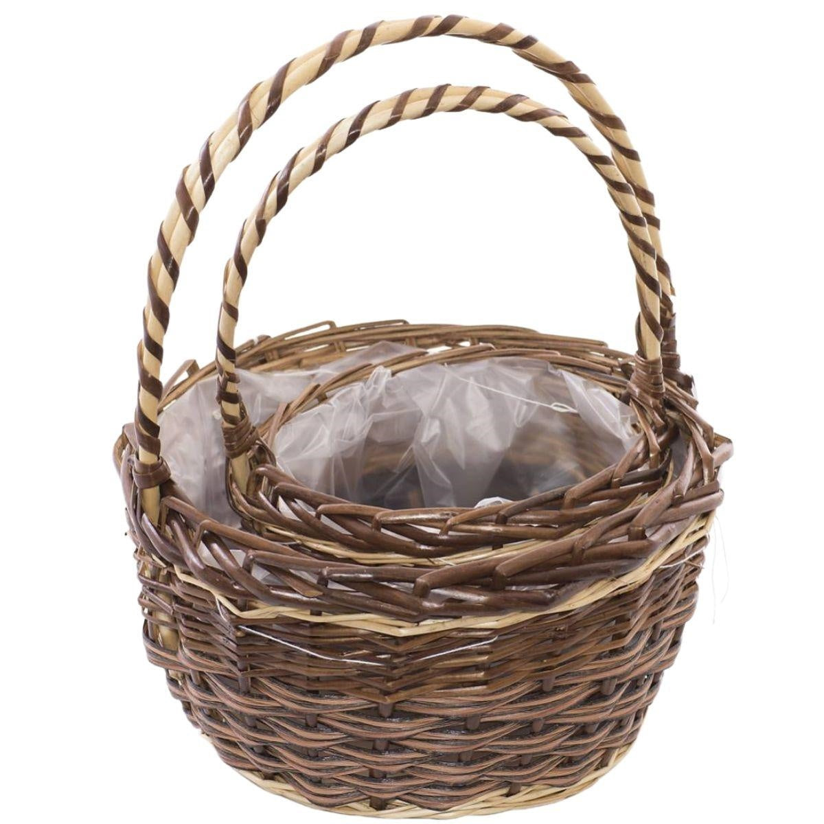 Cesto in vimini bicolore Ø30H40 in set di 2