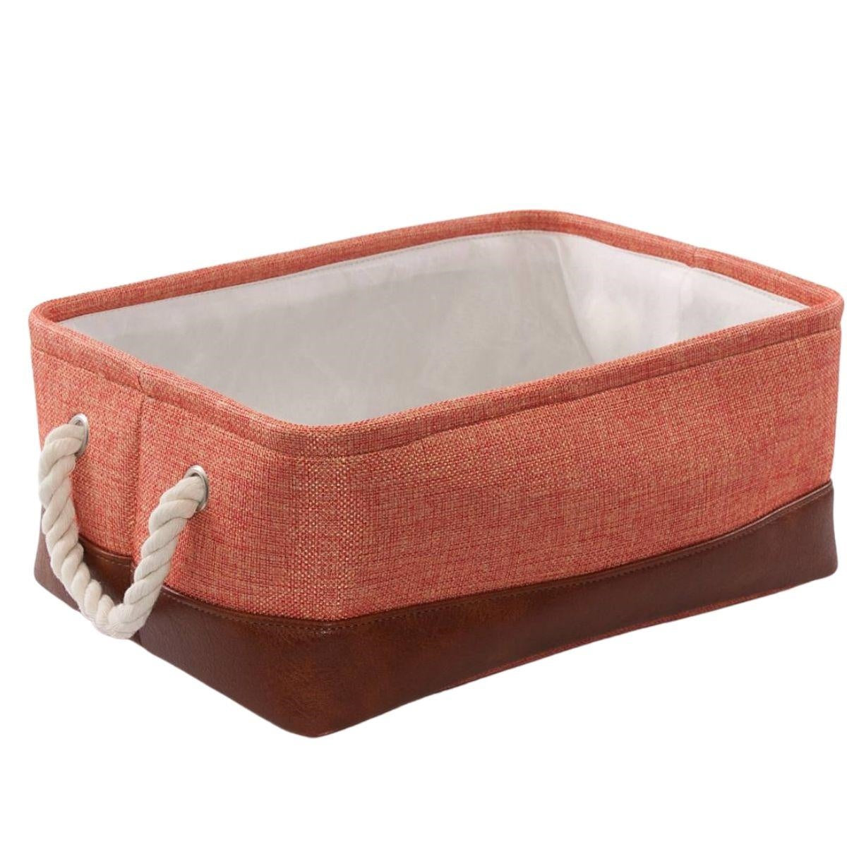 Cesto in tessuto arancione e marrone 34X24H14