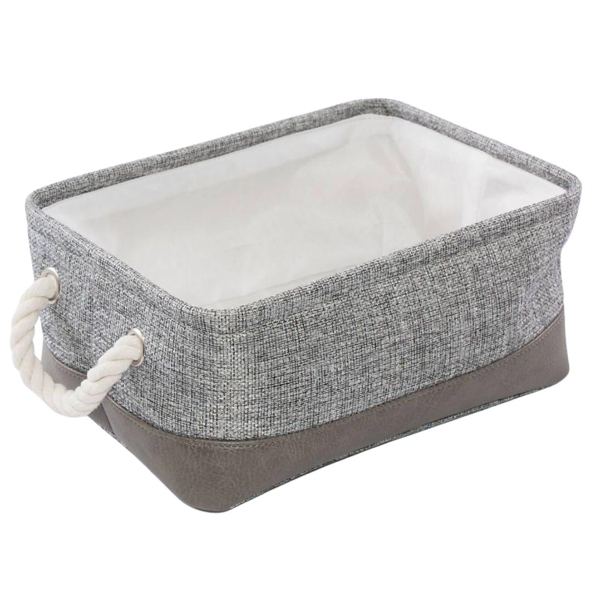 Cesto in tessuto grigio e marrone 28X20H12