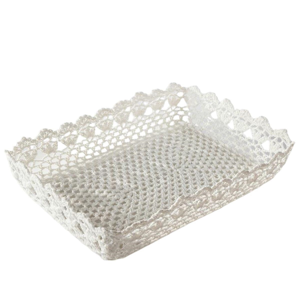 Vassoio in pizzo bianco 35X25H7