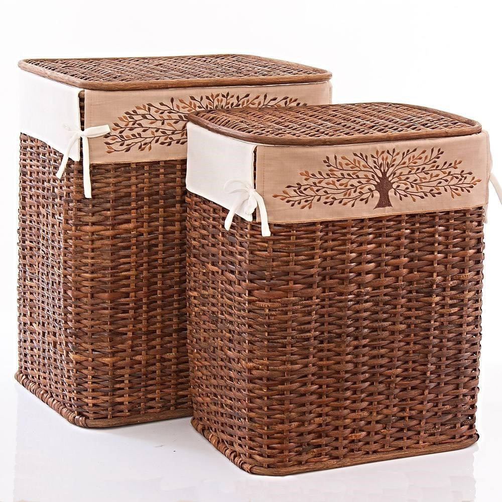Portabiancheria in rattan 48X36H58 in set di 2