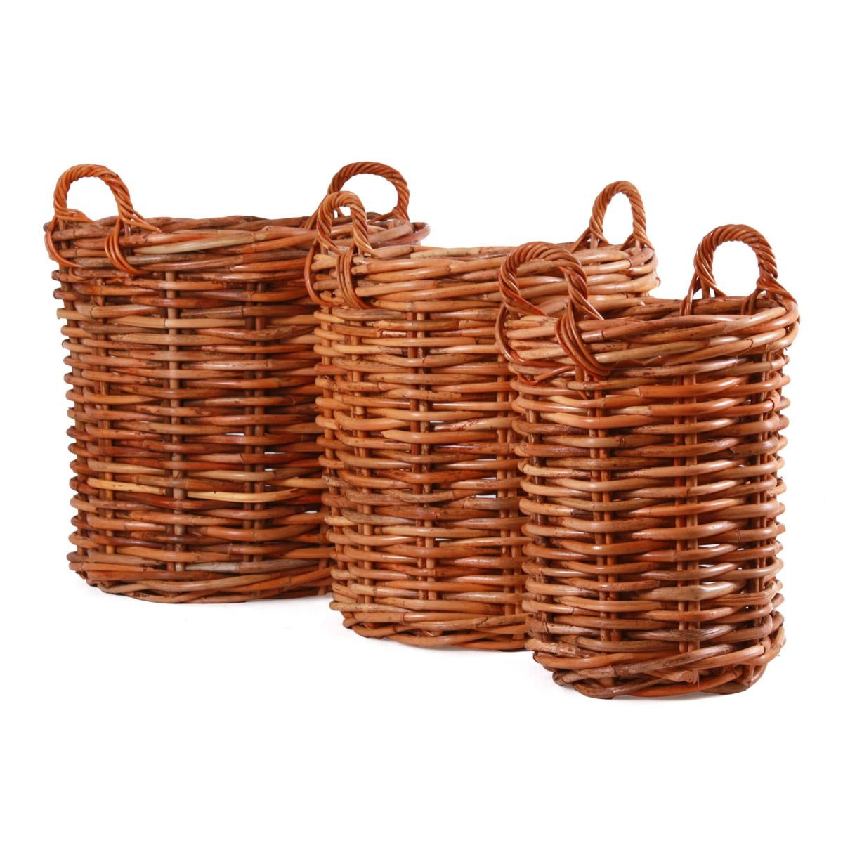 Cesto in giunco marrone Ø62H67 in set di 3