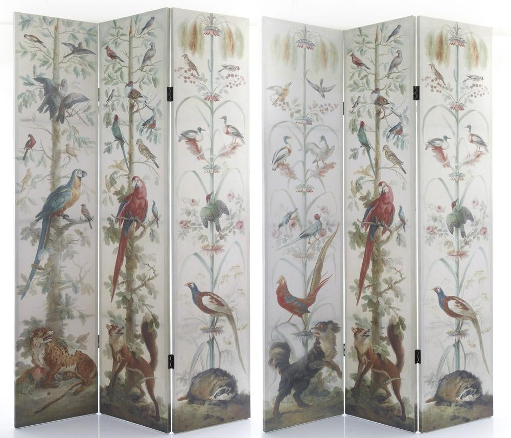 PARAVENTO CANVAS A TRE ANTE CON PAPPAGALLI 120H180