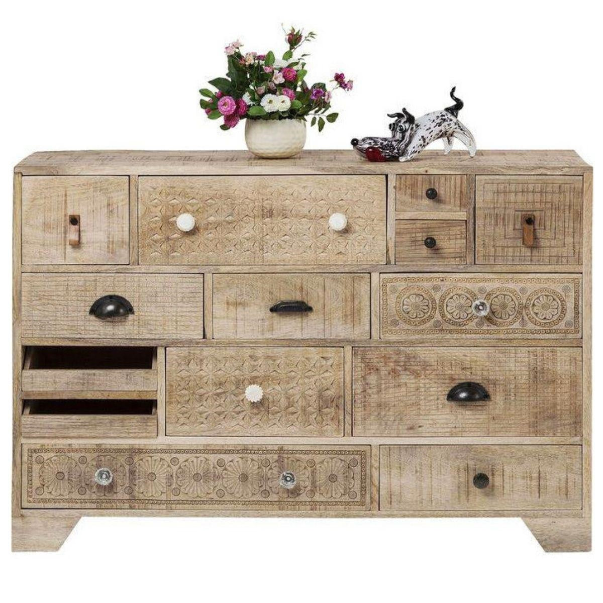 Cassettiera in mango naturale 120X40H90