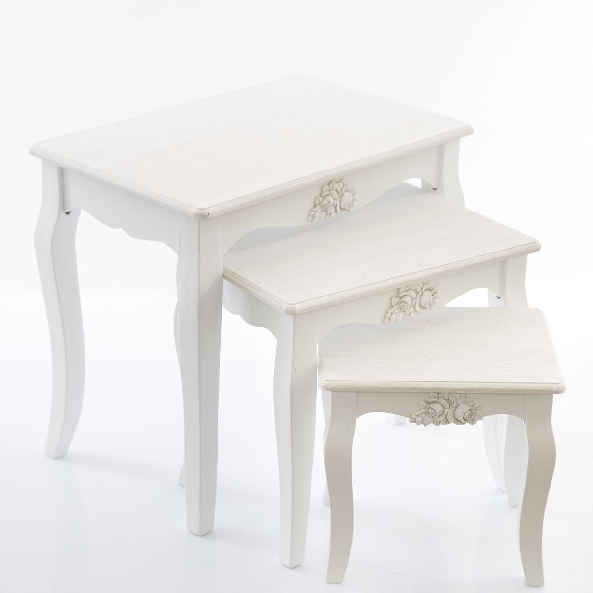 Tavolo da caffè bianco 53X35H47 in set di 3