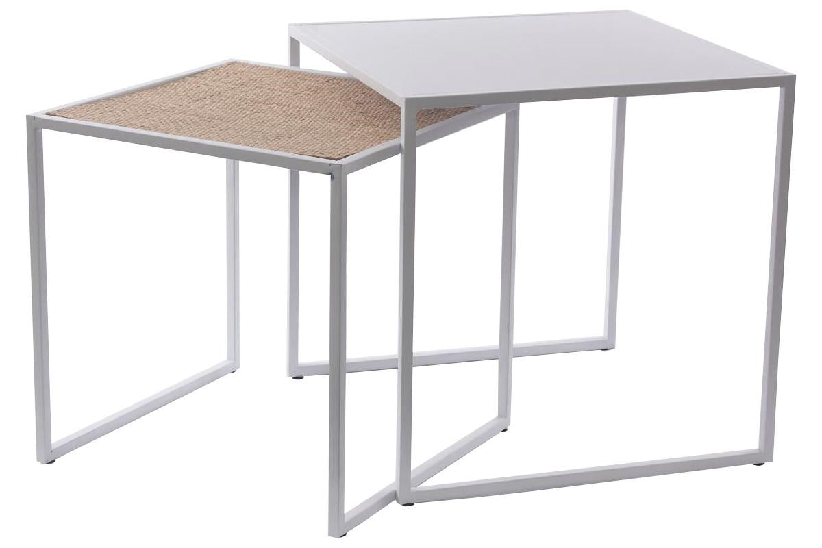 Tavolo da caffè in metallo e rattan 45X45H45 in set di 2