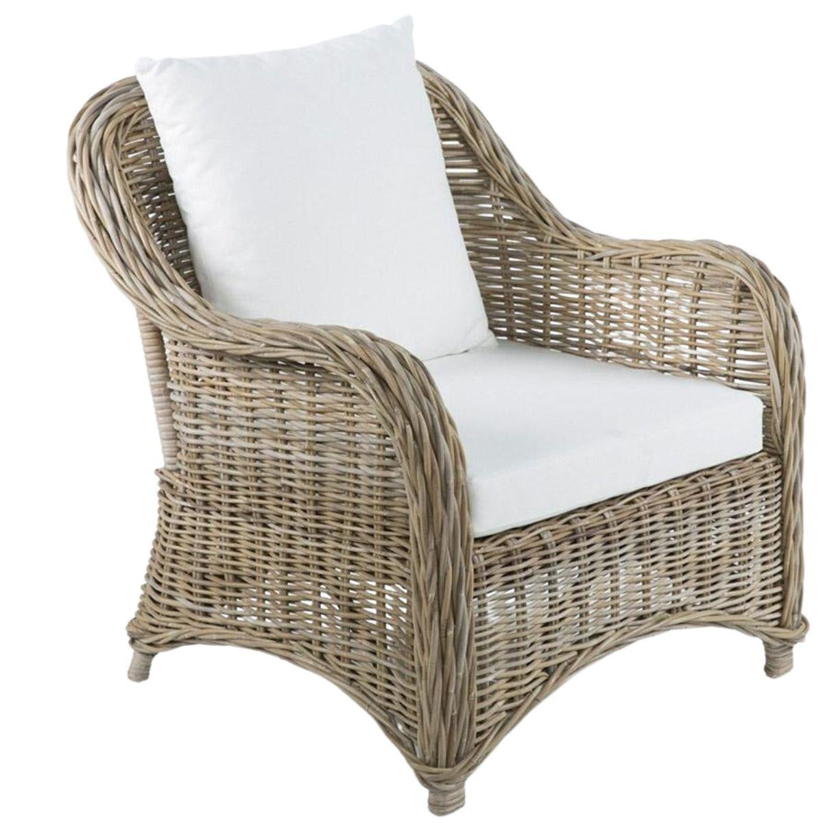 Poltrona in giunco grigio "Katrina" 76X70H87