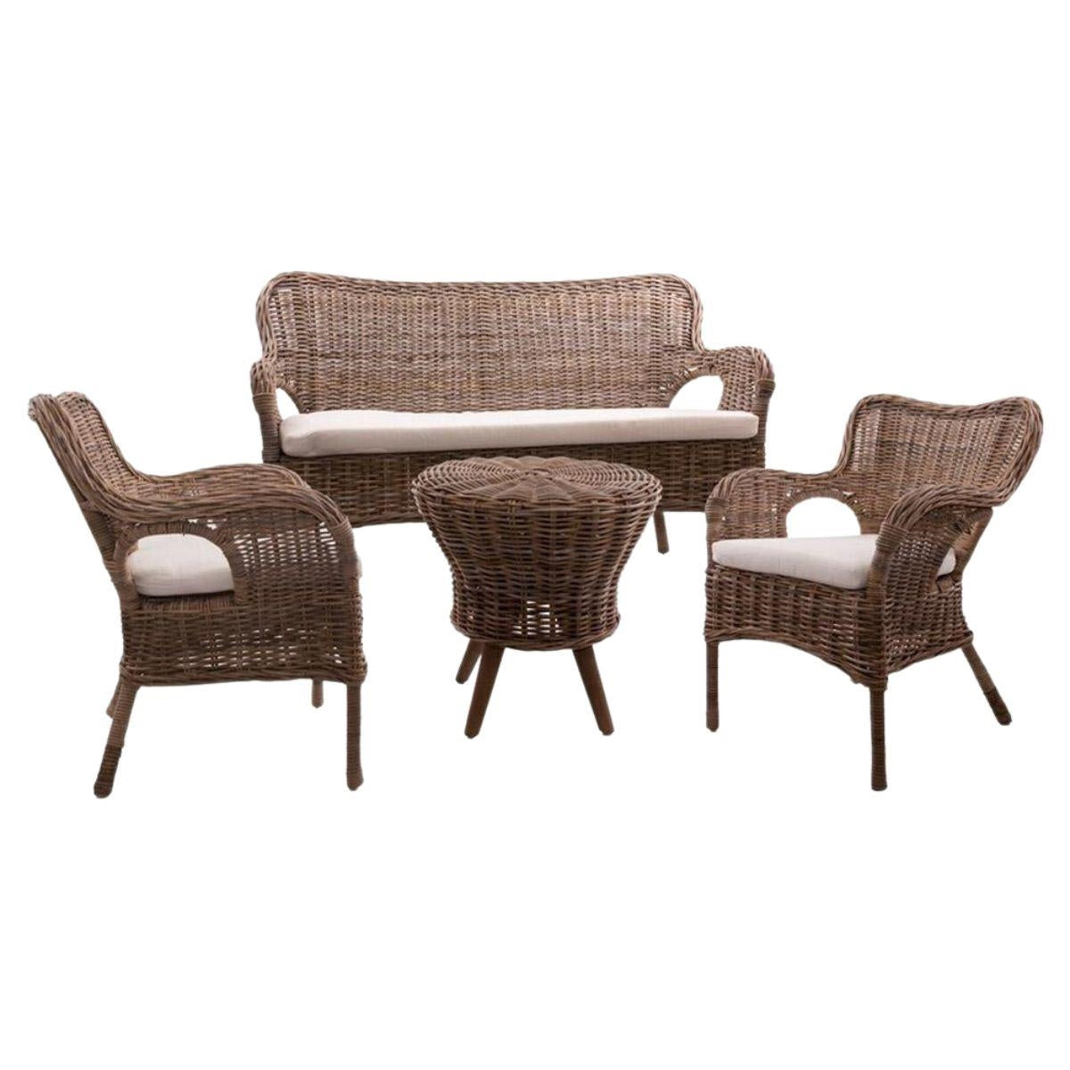 Salotto completo in giunco grigio "Fox"