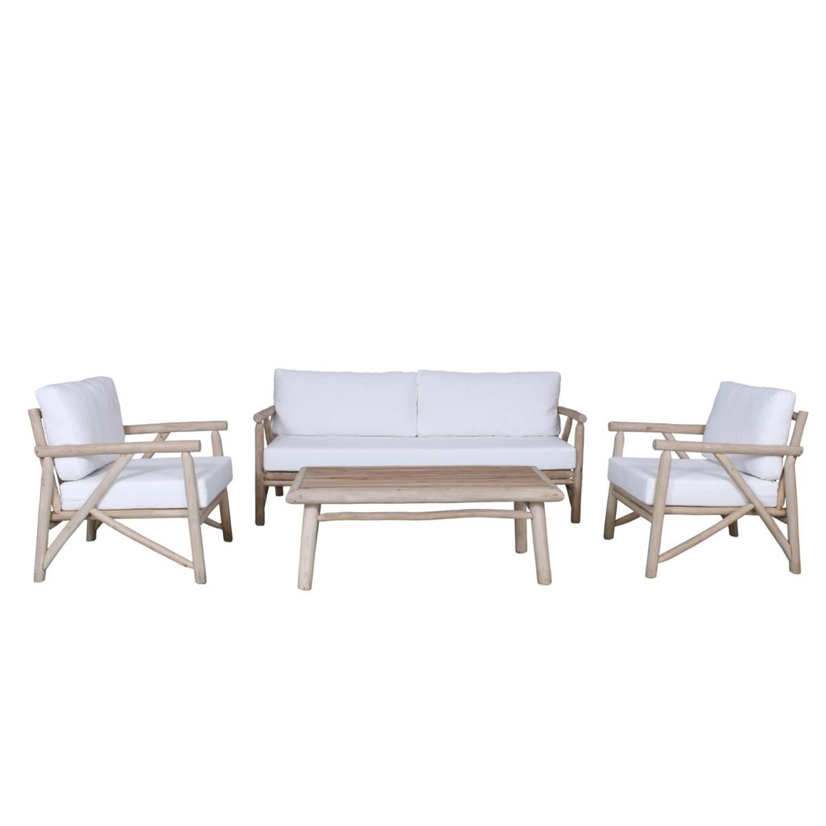 SALOTTO VERSILIA INLEGNO TEAK NAT C/CUSCINI S4 MADE IN INDONESIA