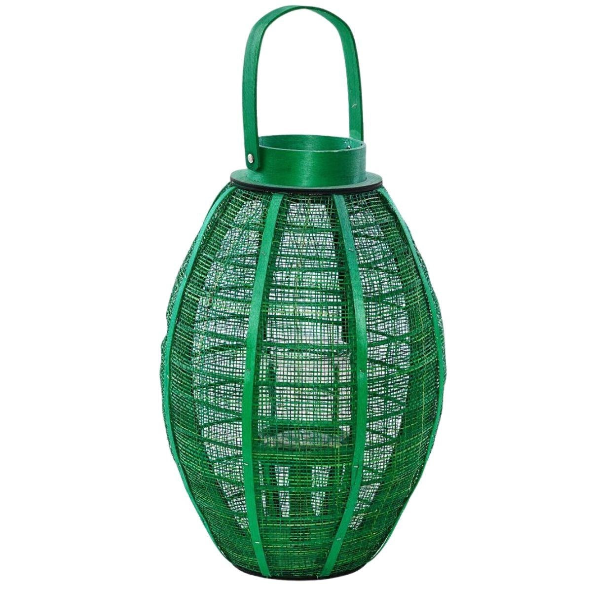 Lanterna in paglia verde Ø12H42