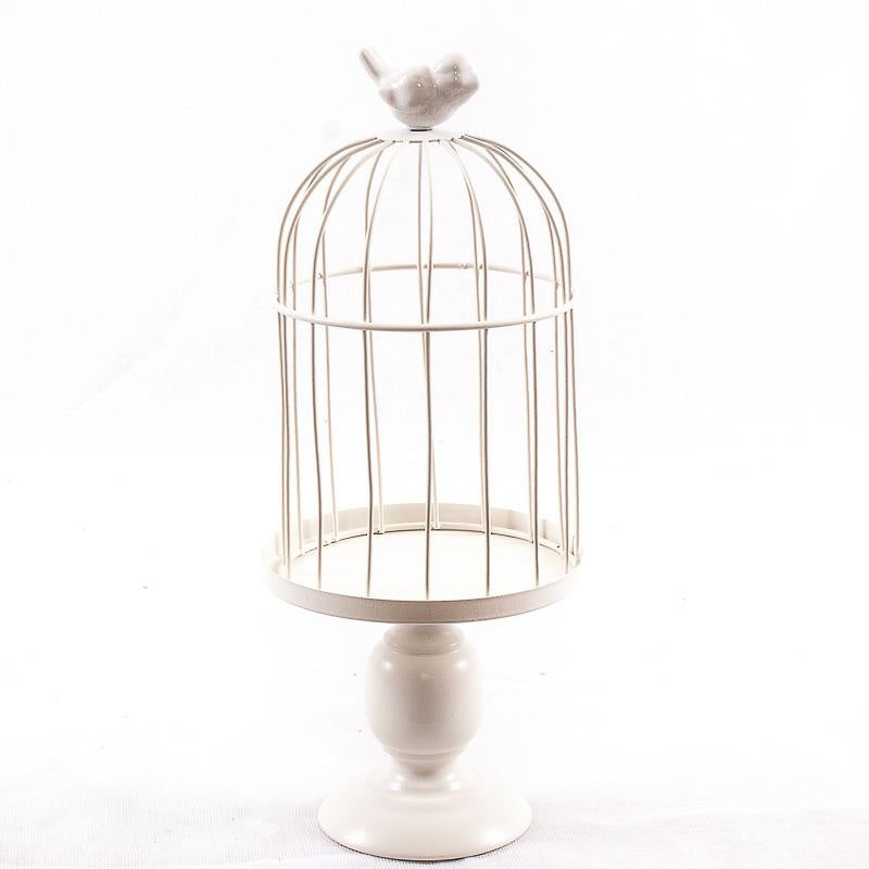 Portafiori a gabbia in metallo bianco Ø15H34