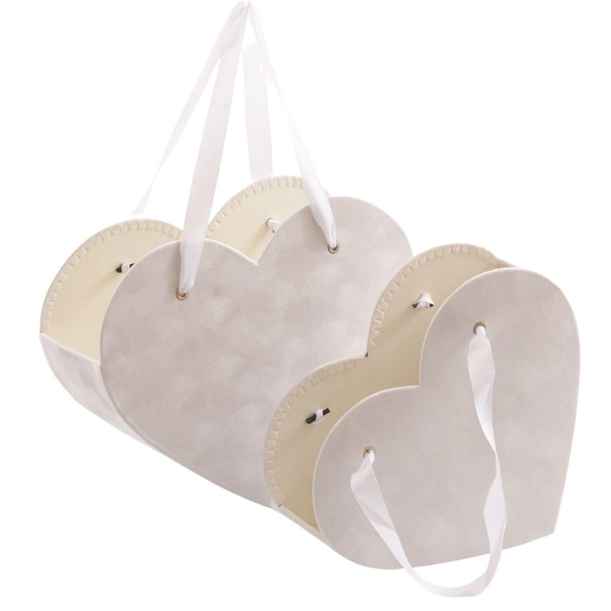 Contenitore cuore in cartone bianco 29.3X24.8H10 in set di 2