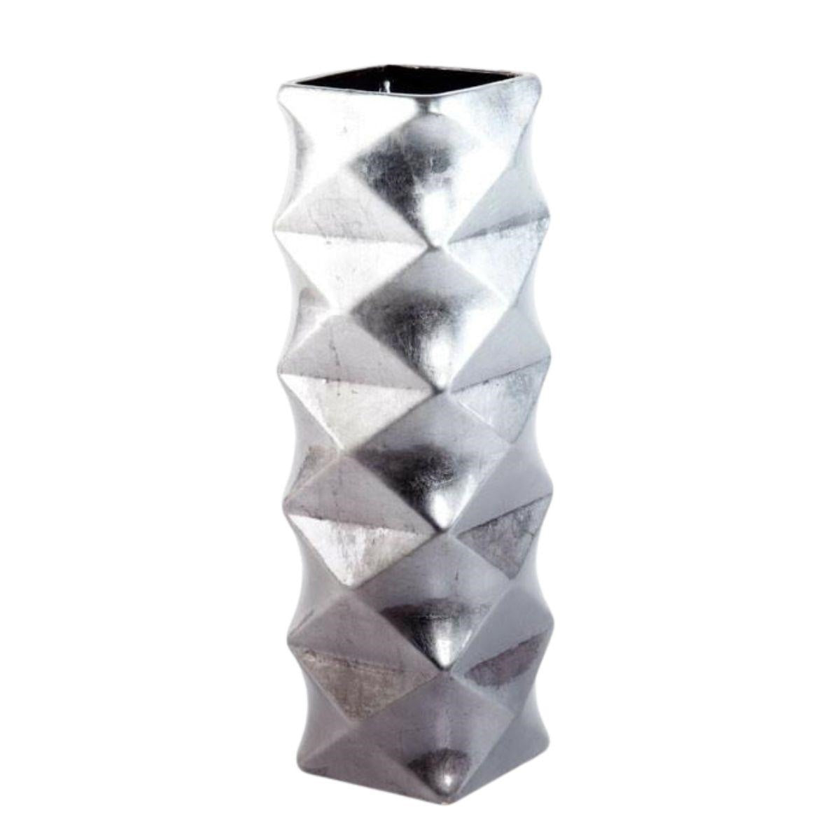 Vaso argentato in ceramica 14X14H43