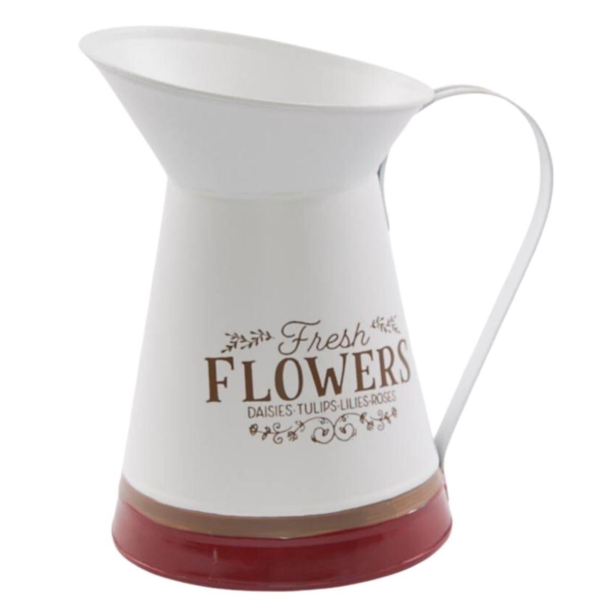 Portafiori a brocca in latta "Flowers" 16X17H23