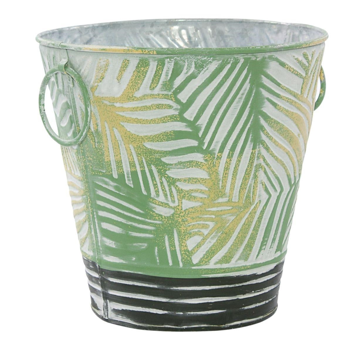 Ciotola rotonda in latta foglie Ø22,5H22