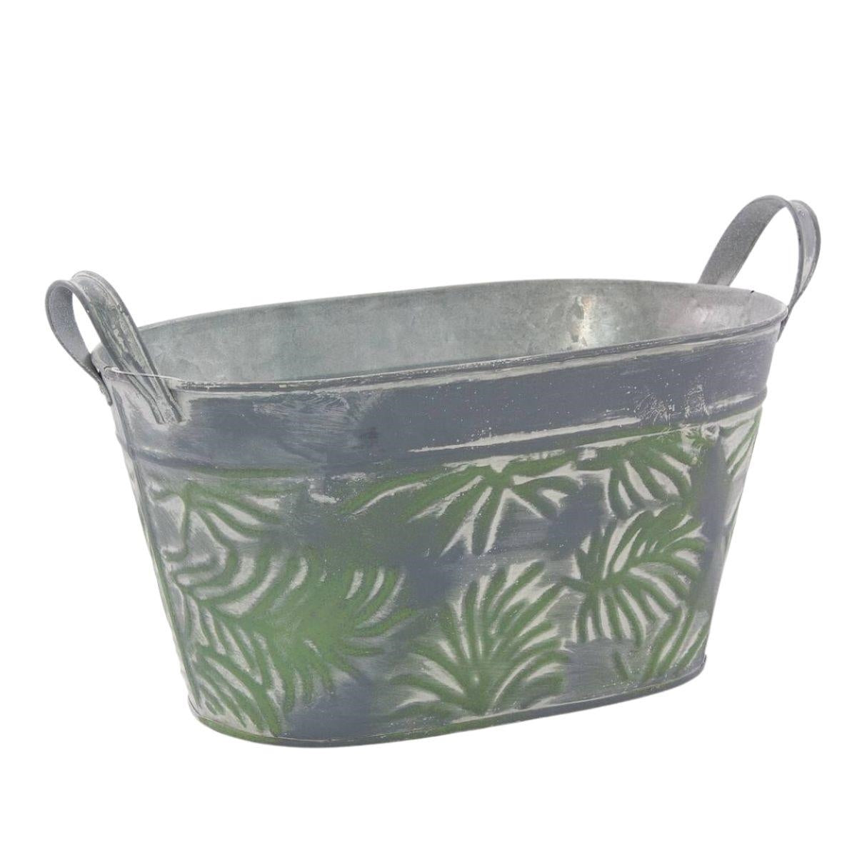 Vaschetta ovale in latta foglie 5x15h13