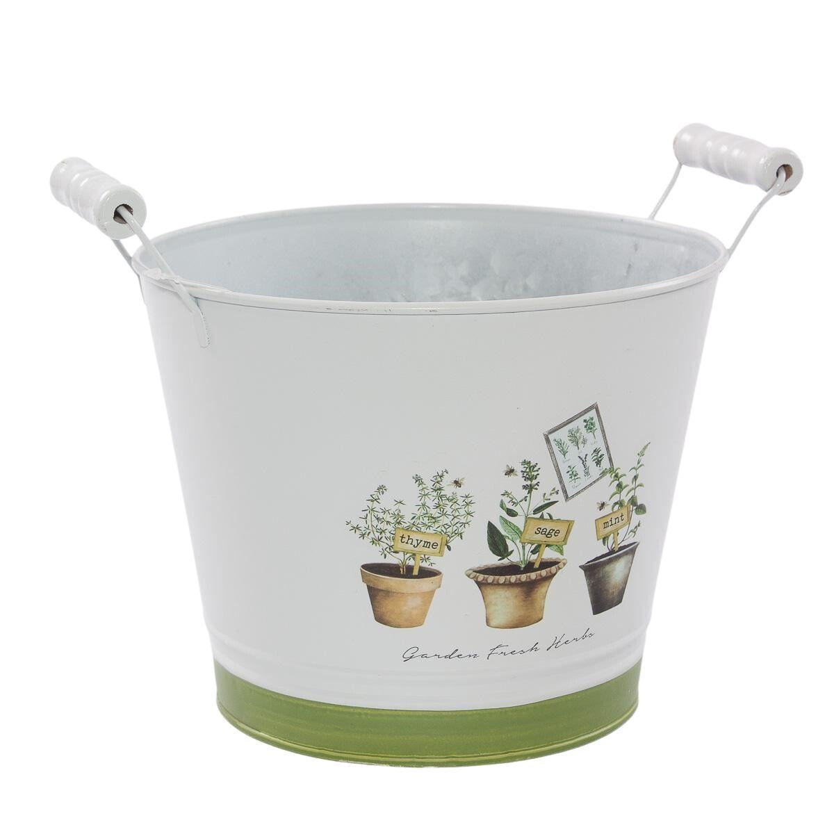 Vaschetta rotonda in latta "Fresh Herbs" Ø20H16