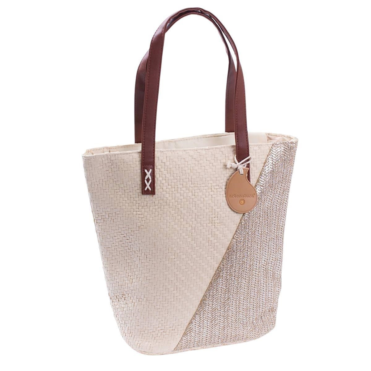 Borsa bicolore con manici in ecopelle 36XH33