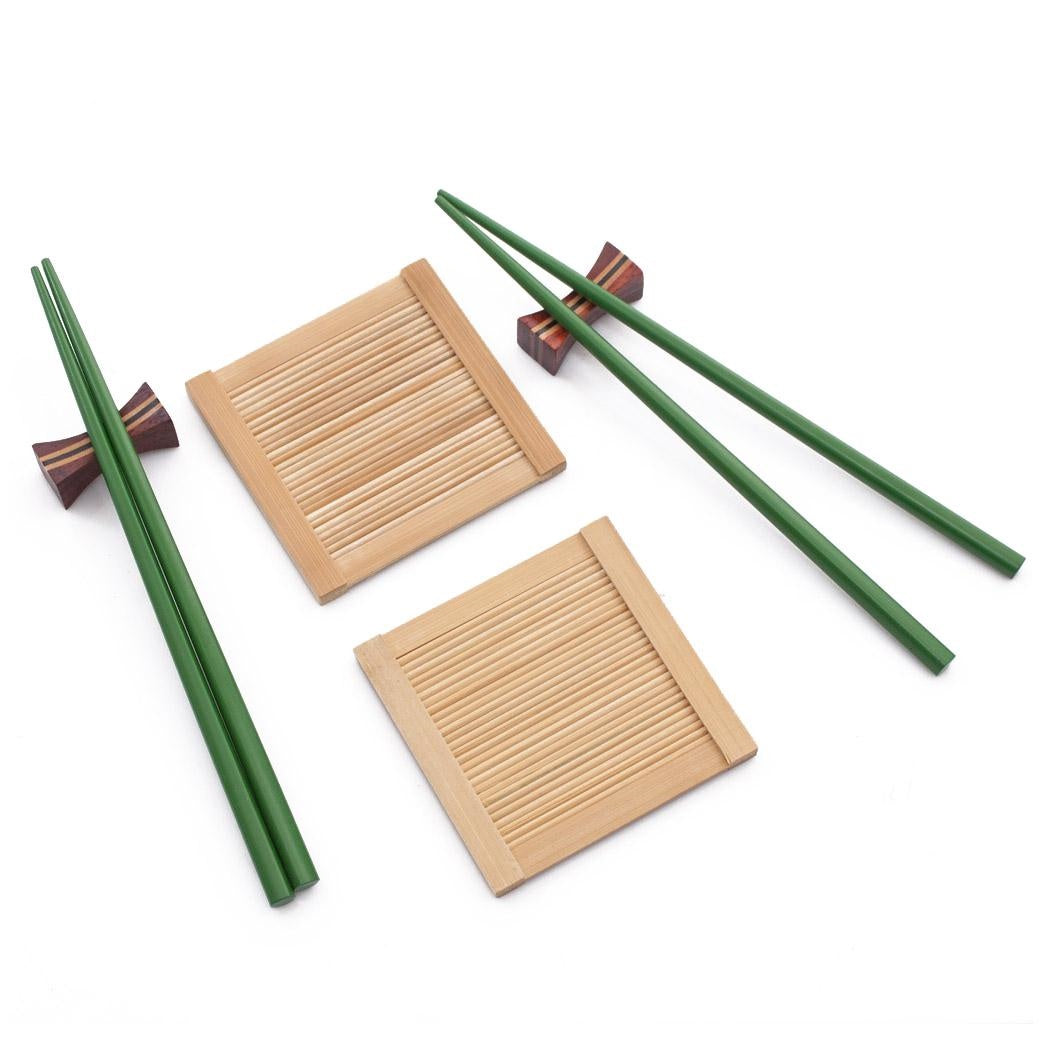 Vassoio per sushi in bambù con bacchette, per due persone