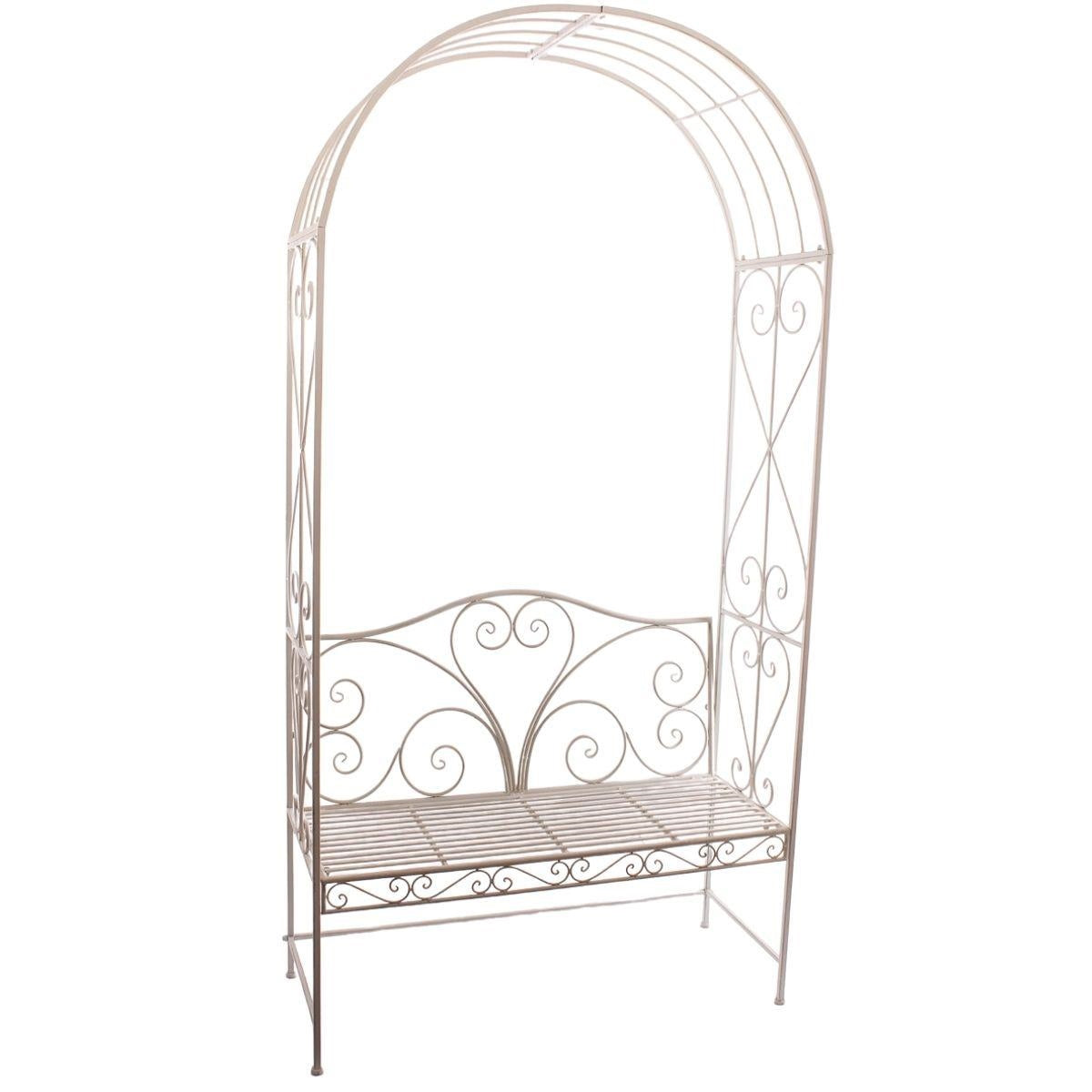 Panchina con arco in metallo bianco 116X47H230